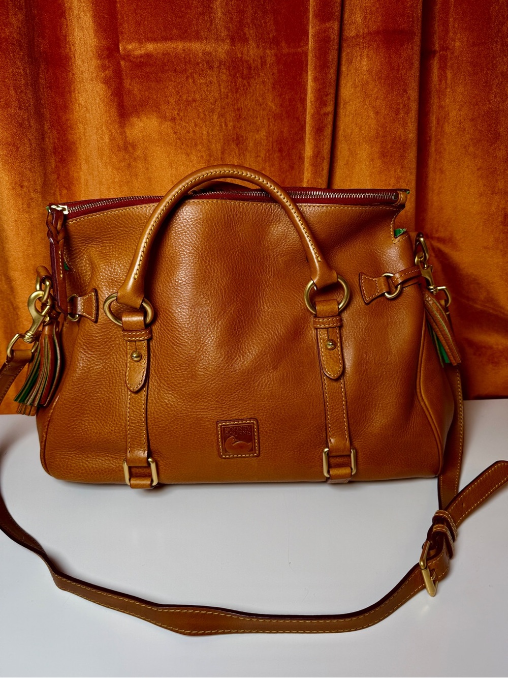 Dooney & Bourke Florentine Leather Satchel Natural Tan Bag J4844068 EUC Clean - Picture 2 of 12